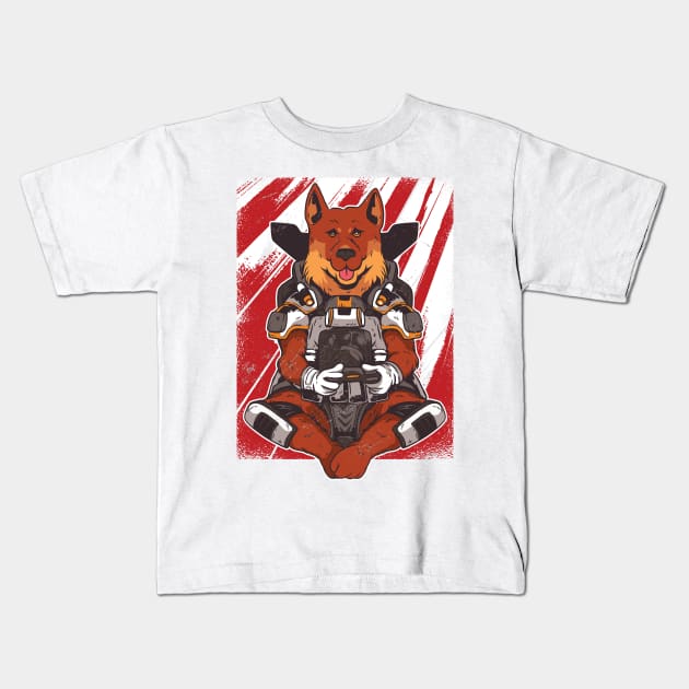 German Shepard Gaming Dog Kids T-Shirt by madeinchorley